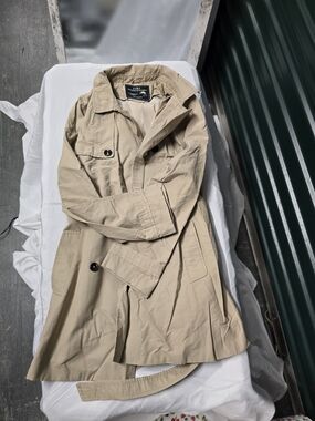 Zara Beige Outerwear Jacket with Navy Trim